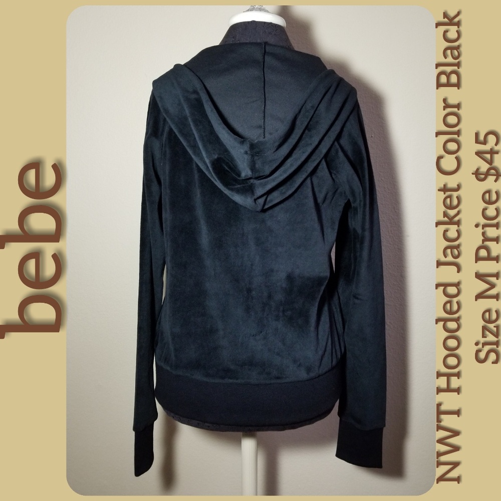 NWT BeBe Women's Velour Hooded Jacket - Picture 4 of 8